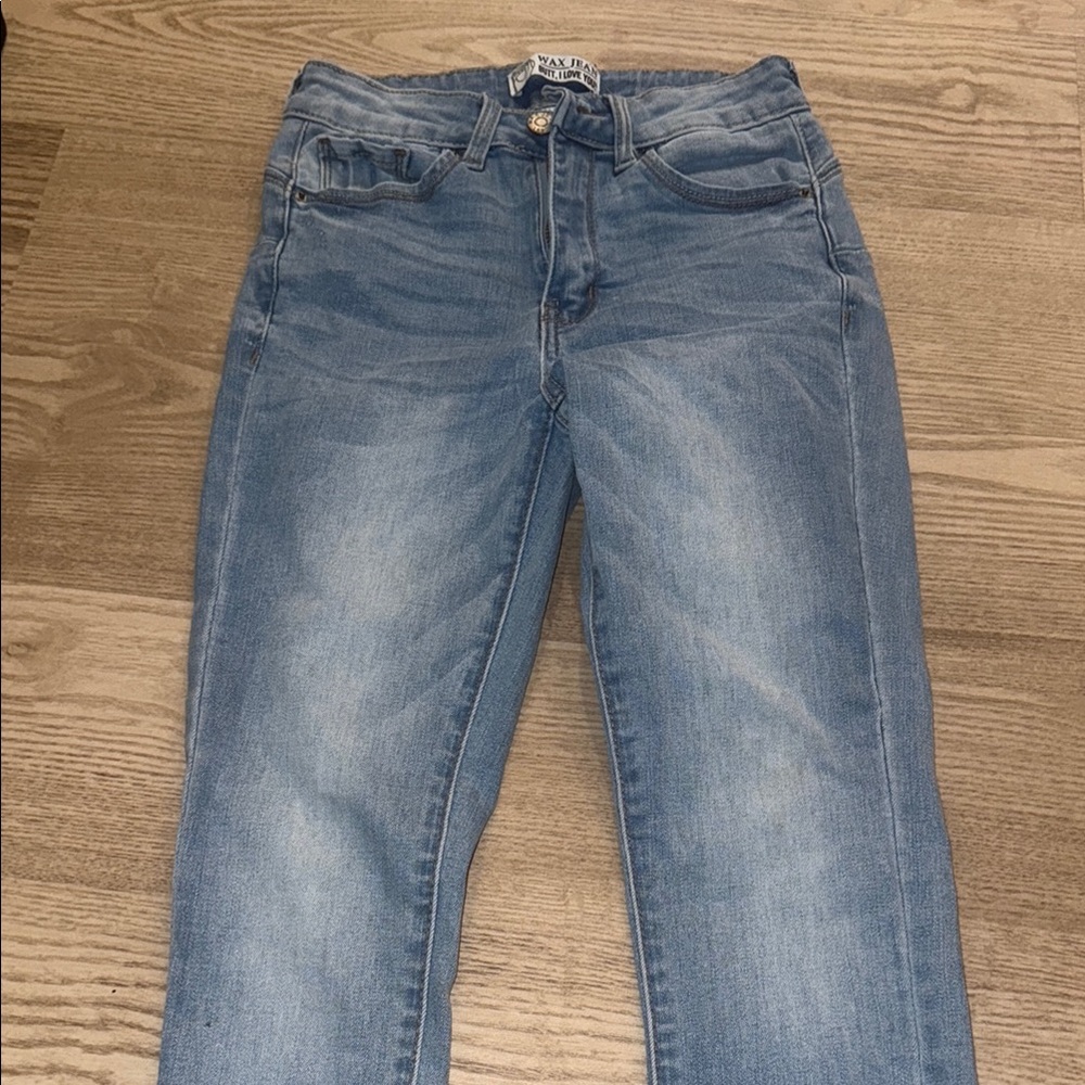 Wax Jean Blue Skinny Jeans with Vintage Fading